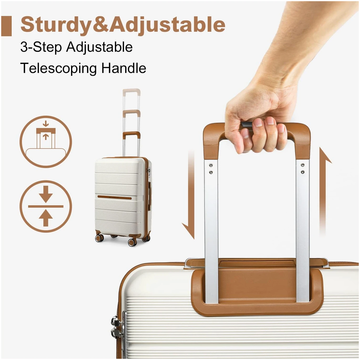 Belle Valise Moyenne Taille British Traveller 69 litres, Rigide, Crème – Image 3
