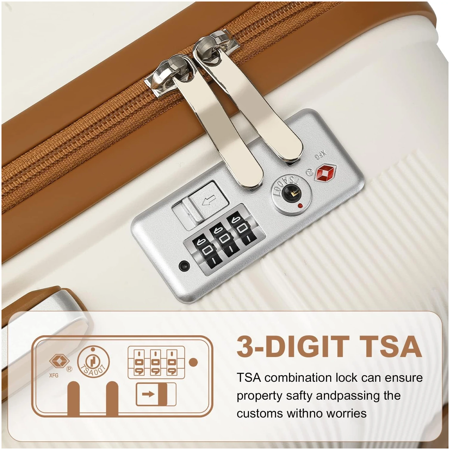 Belle Valise Moyenne Taille British Traveller 69 litres, Rigide, Crème – Image 4