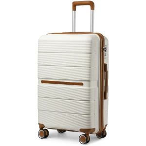 Belle Valise Moyenne Taille British Traveller 69 litres, Rigide, Crème