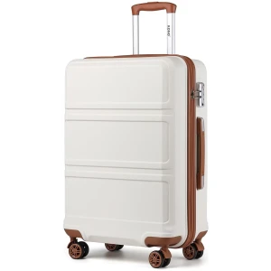 Belle Valise 65cm, Rigide, ABS, 4 roulettes et Serrure TSA, Blanc Crème
