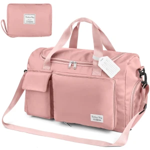 Sac de Voyage Rose, Pliable, Grande Capacité, Léger et Imperméable