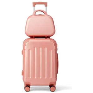 Set valise cabine et vanity LEADZM ABS renforcé or rose
