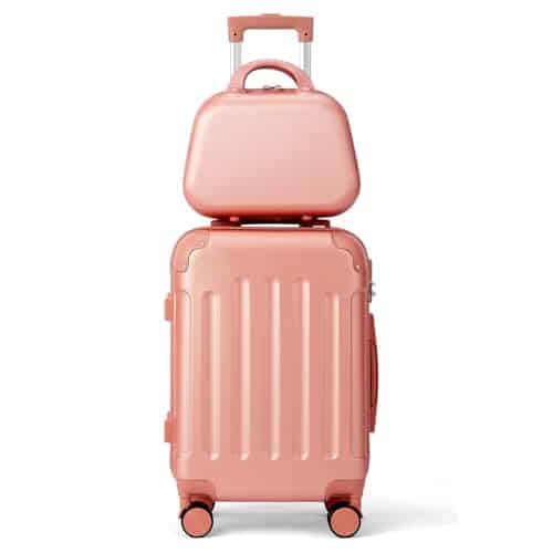 Set valise cabine et vanity LEADZM ABS renforcé or rose