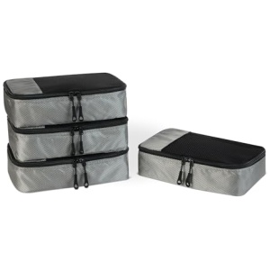 Cubes de rangement polyester lot de 4 avec maille et double zip