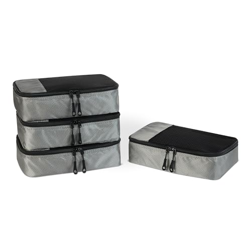 Cubes de rangement polyester lot de 4 avec maille et double zip