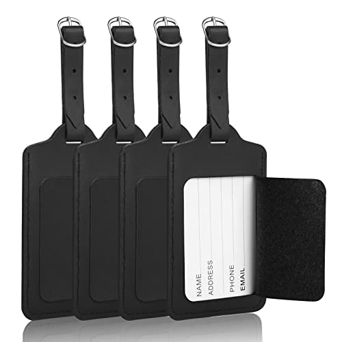 Etiquettes d'identification pour bagage, lot de 4, coloris noir