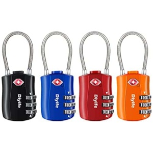Cadenas TSA à combinaison 3 chiffres, lot de 4 coloris