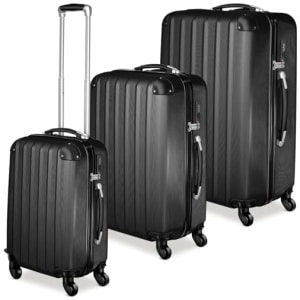 Set de 3 valises rigides tectake 95 L, cabine et petite valise