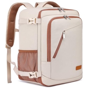 Sac à dos cabine WENIG 40x30x20 cm 24L pour Ryanair Wizzair avec port USB Beige-brun
