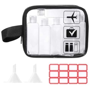 Trousse de toilette transparente Diboniur 6 pièces avec flacons 100 ml