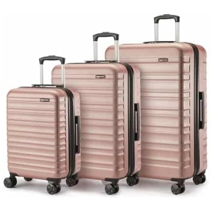 Set de valises Amazon Basics rigides extensibles 3 pièces or rose