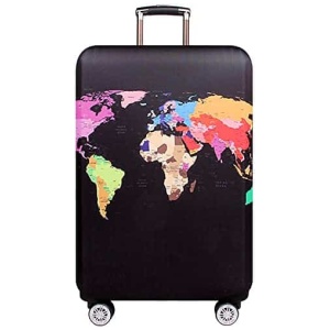 Housse de protection élastique pour valise avec motif carte du monde