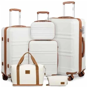 Set de 6 valises rigides Kono 55/65/74 cm avec vanity et sac de sport