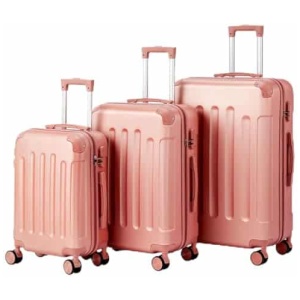 Set de 3 valises LALAHO rigides ABS avec renforts d'angle or rose