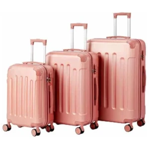 Set de 3 valises LALAHO rigides ABS avec renforts d'angle or rose