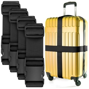 Sangle de valise en nylon lot de 4, longueur réglable jusqu'à 2 mètres