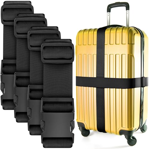 Sangle de valise en nylon lot de 4, longueur réglable jusqu'à 2 mètres