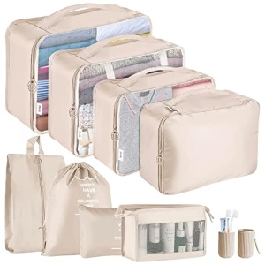Set de 9 cubes d'emballage Jsdoin pour valise, organiseurs de voyage imperméables