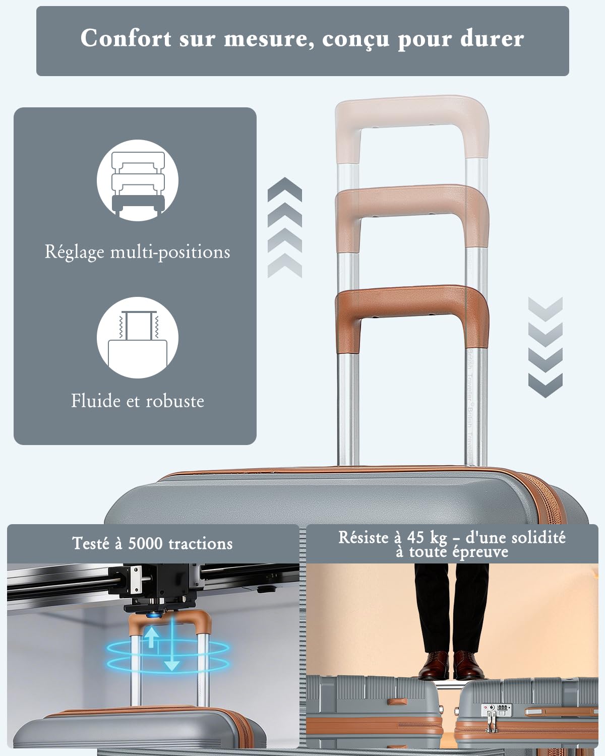 Valise moyenne rigide British Traveller 69 litres polypropylène TSA – Image 6