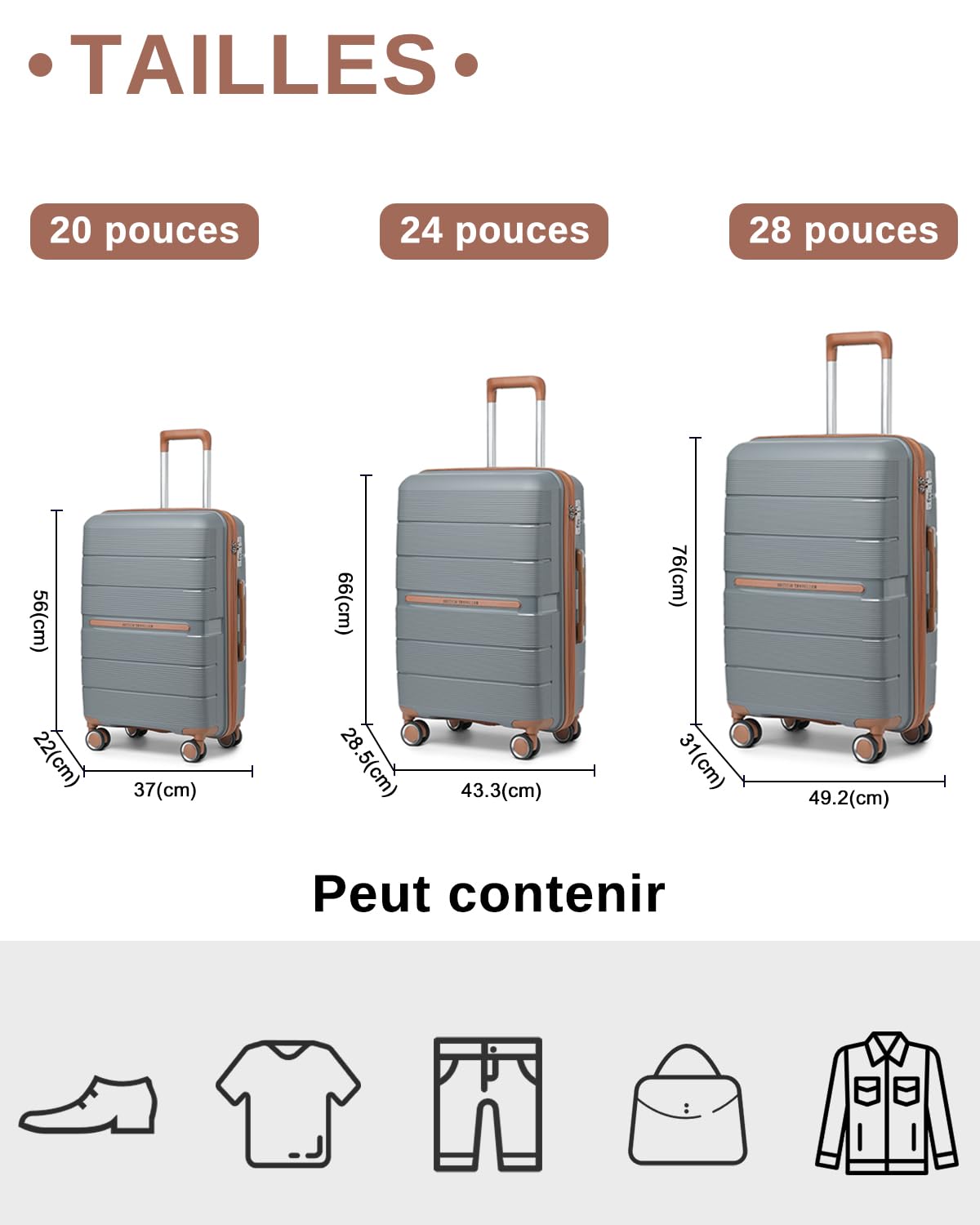 Valise moyenne rigide British Traveller 69 litres polypropylène TSA – Image 3