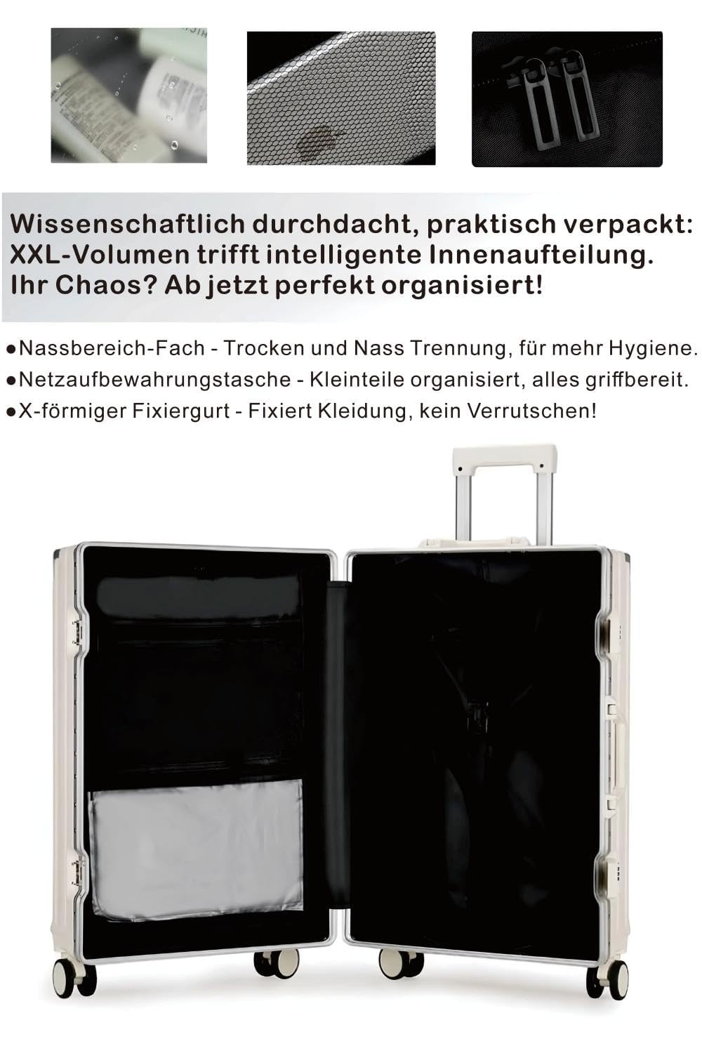 Valise cabine rigide aluminium 55 cm 45 litres avec serrure TSA – Image 5
