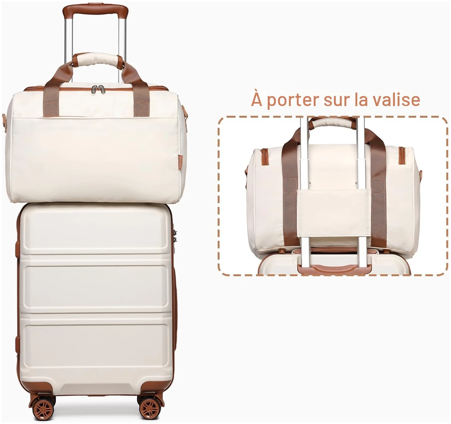 Set de 2 valises Kono rigides cabine 55 cm + sac de voyage 40x20x25 cm – Image 6