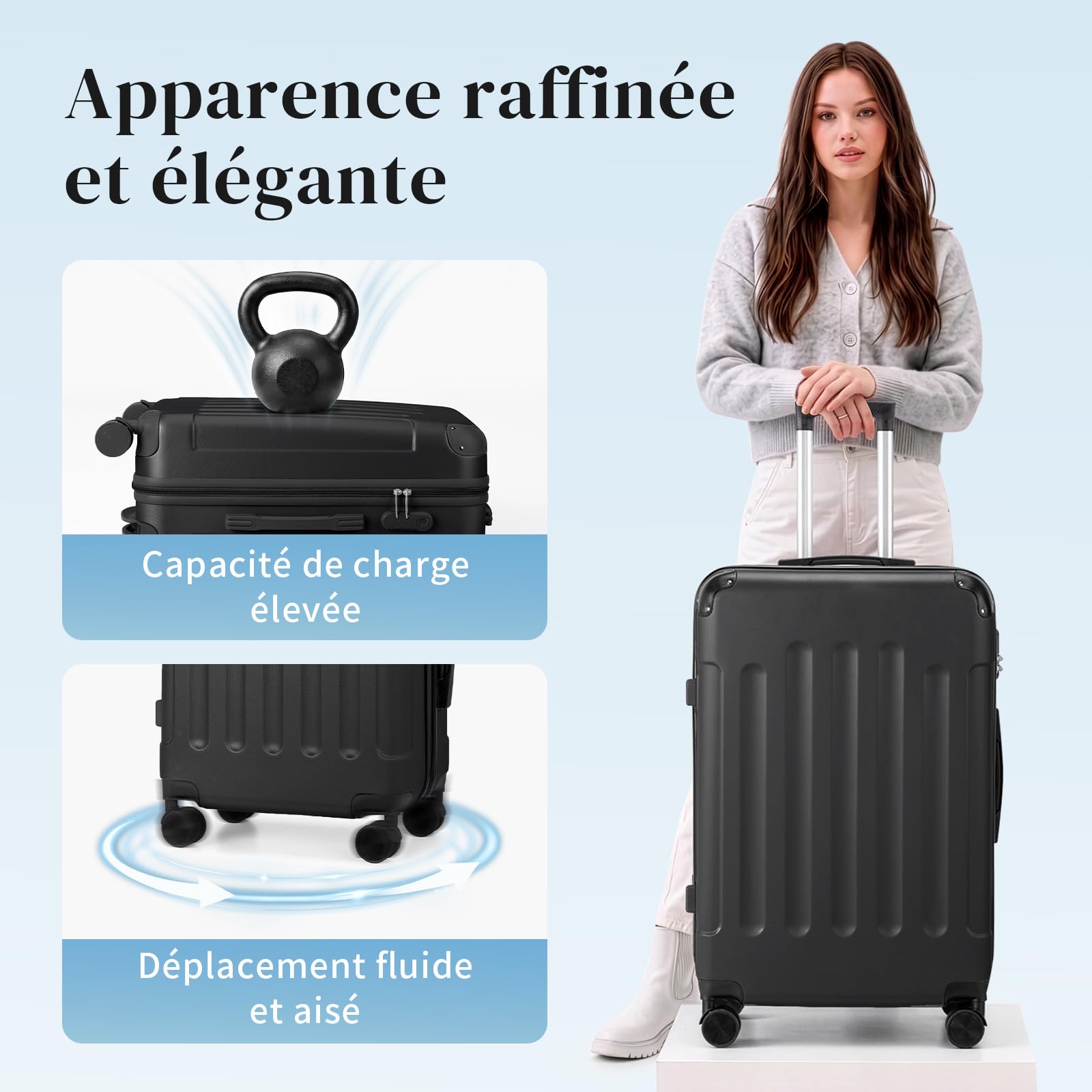 Set de 2 valises cabine LALAHO rigides ABS avec vanity case – Image 6
