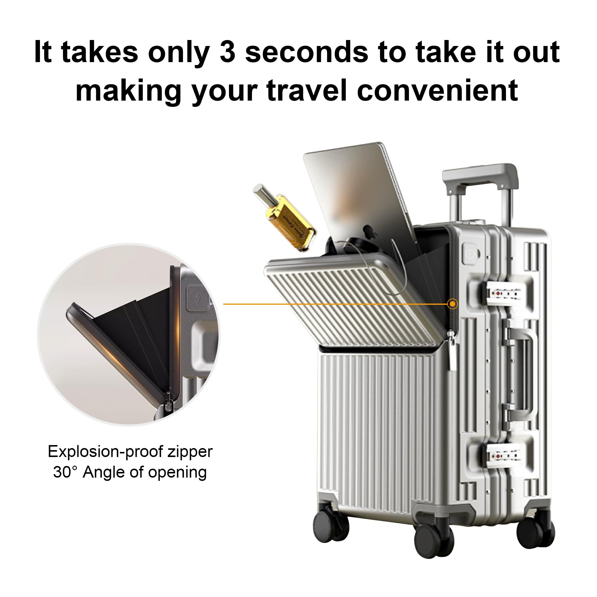 Valise cabine rigide AIWEINY 20 pouces cadre aluminium serrure TSA – Image 3