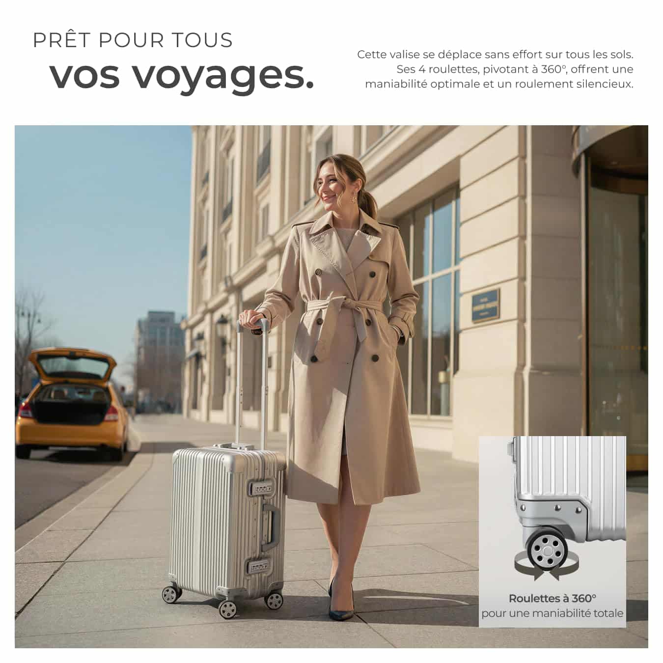 Valise cabine rigide tectake 36L en aluminium avec serrure TSA – Image 4
