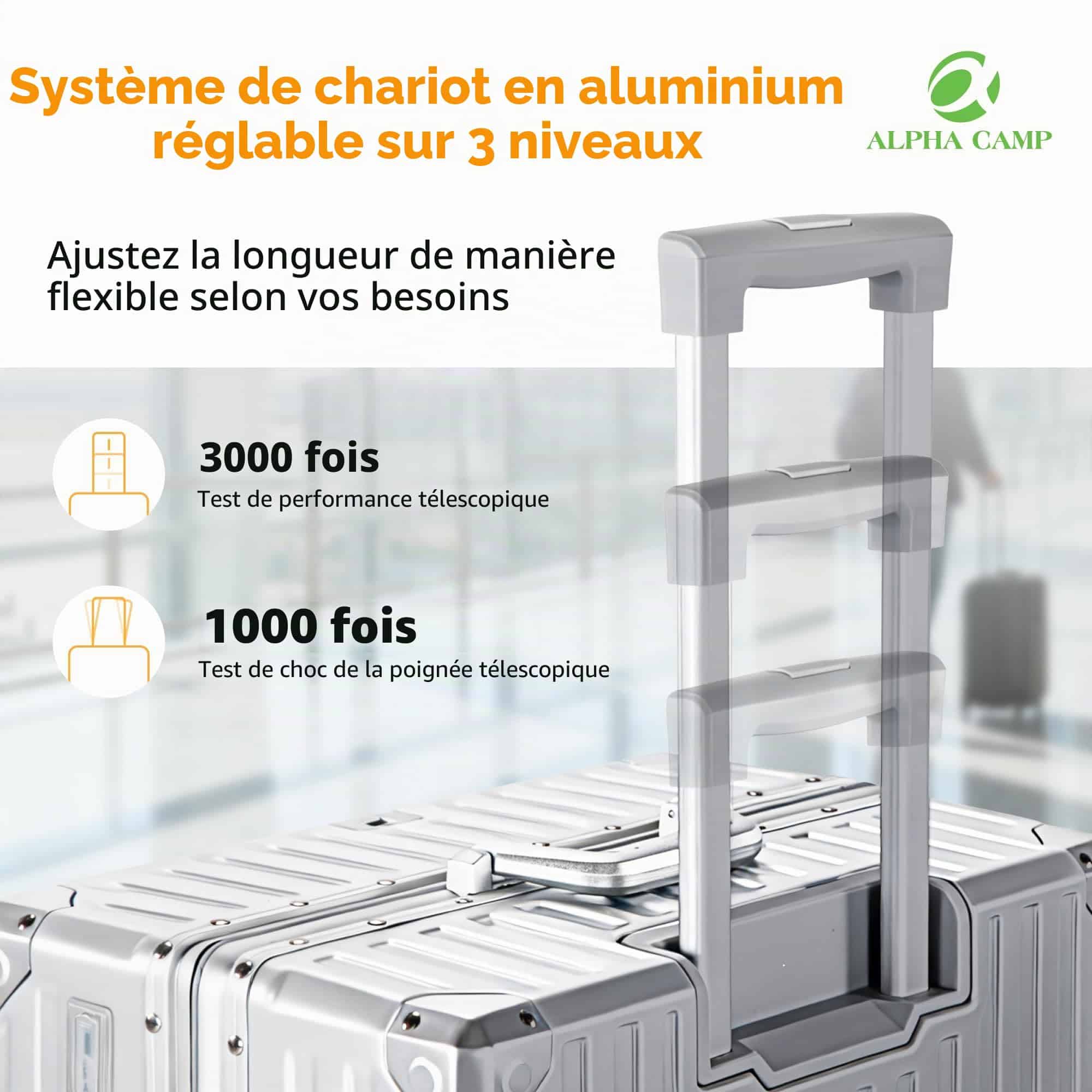 Valise grande taille Alpha Camp rigide 65L cadre aluminium serrure TSA – Image 6