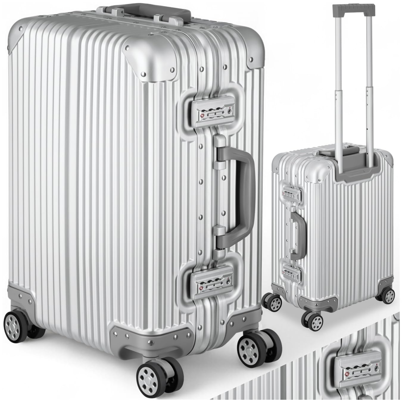 Valise cabine rigide tectake 36L en aluminium avec serrure TSA – Image 2