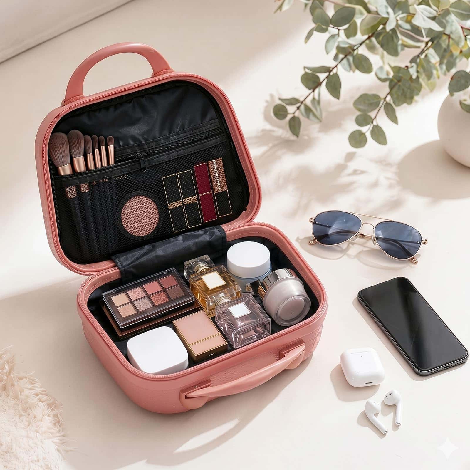 Set valise cabine et vanity LEADZM ABS renforcé or rose – Image 4