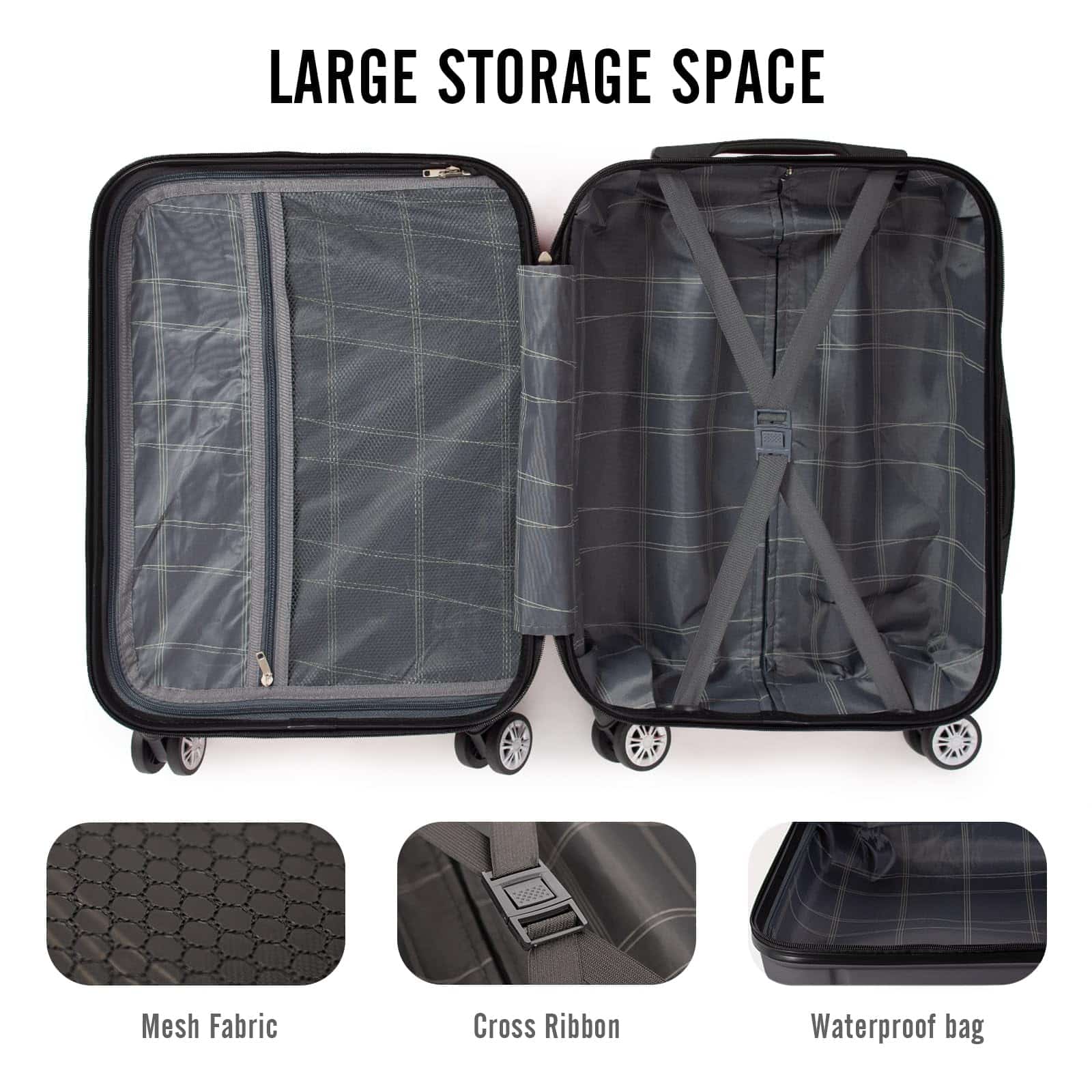 Valise cabine rigide Todeco 55x35x22 cm légère ABS à 4 roues – Image 3