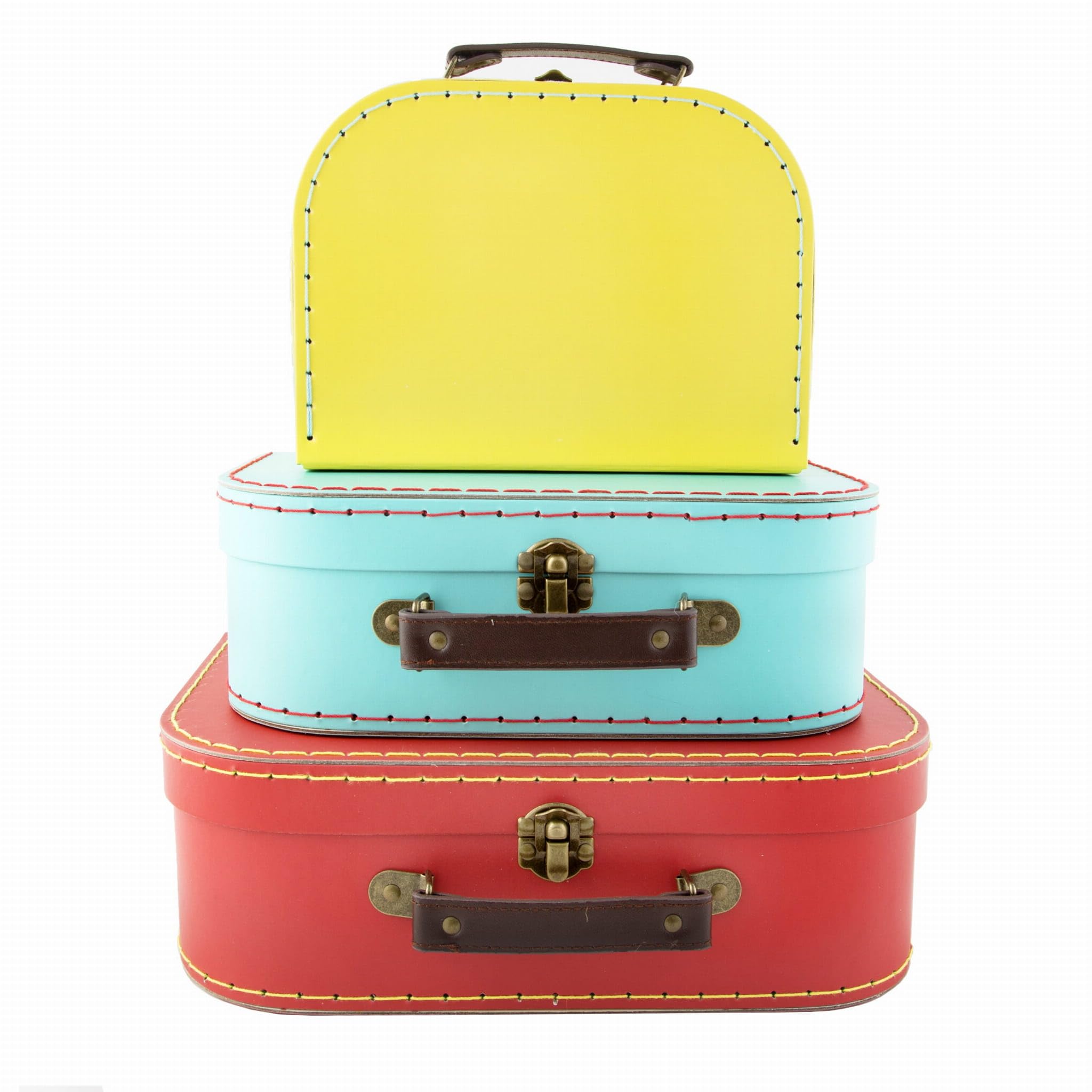 Set de 3 valises rétro Sass & Belle 29x20x10 cm rouge bleu jaune – Image 2