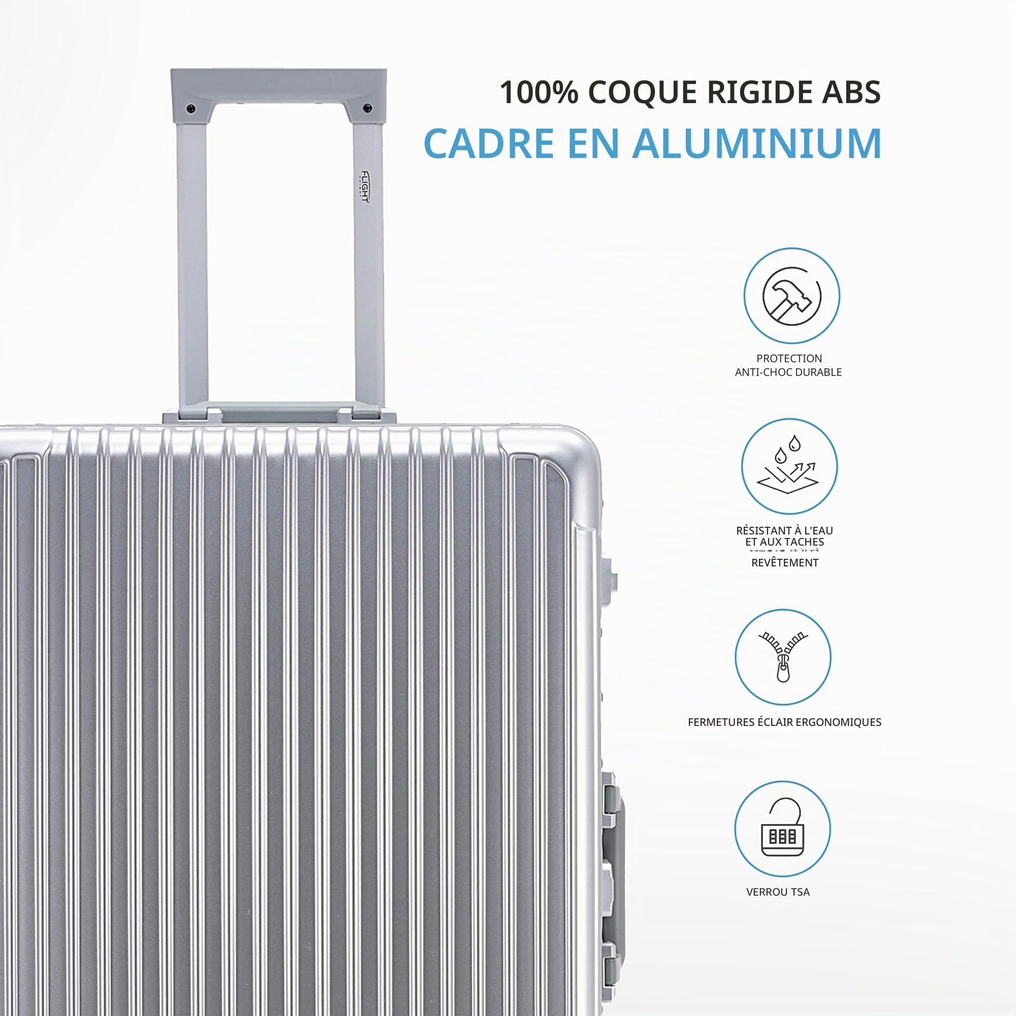 Valise cabine rigide Flight Knight 8 roues 55 L serrure TSA – Image 3