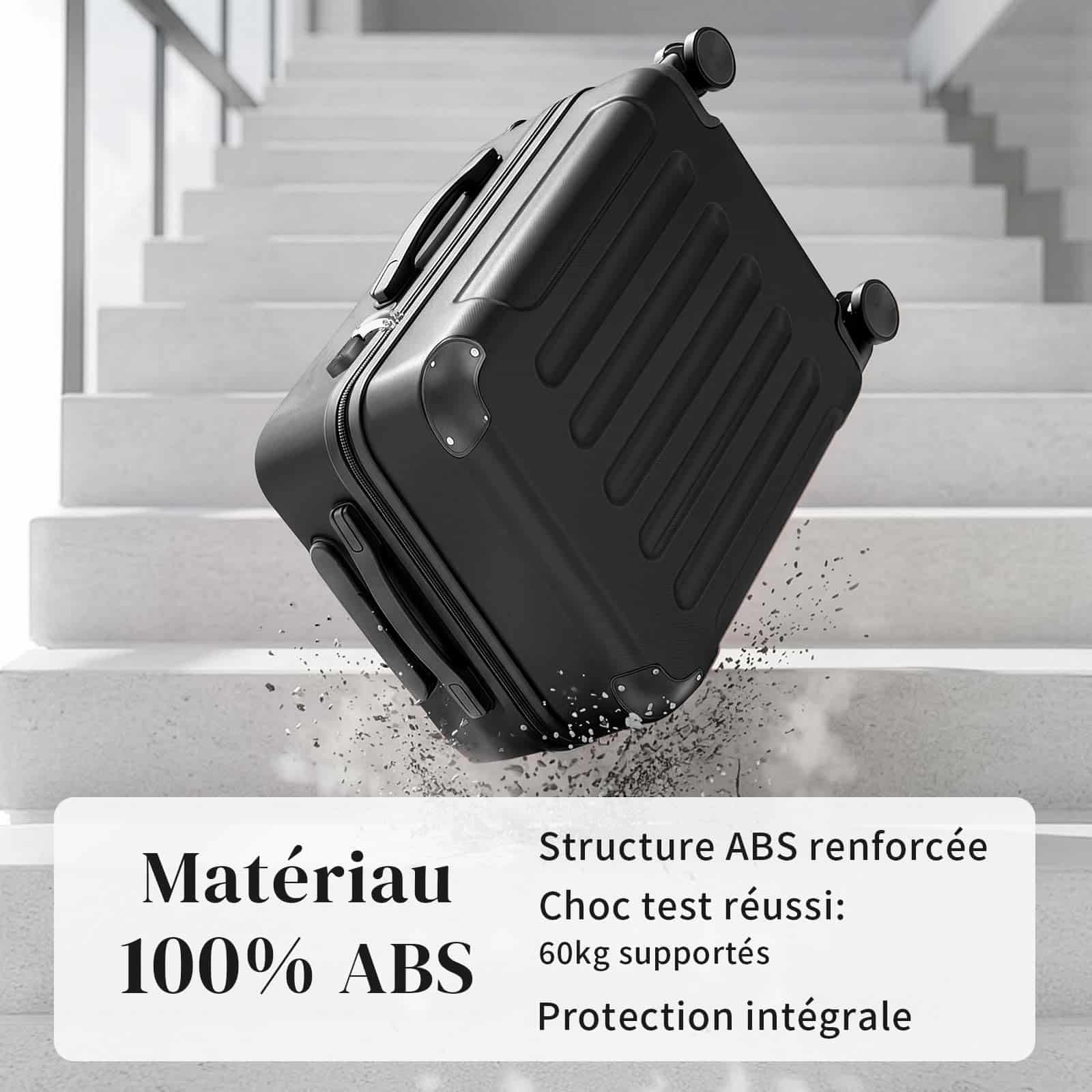 Set de 2 valises cabine LALAHO rigides ABS avec vanity case – Image 5