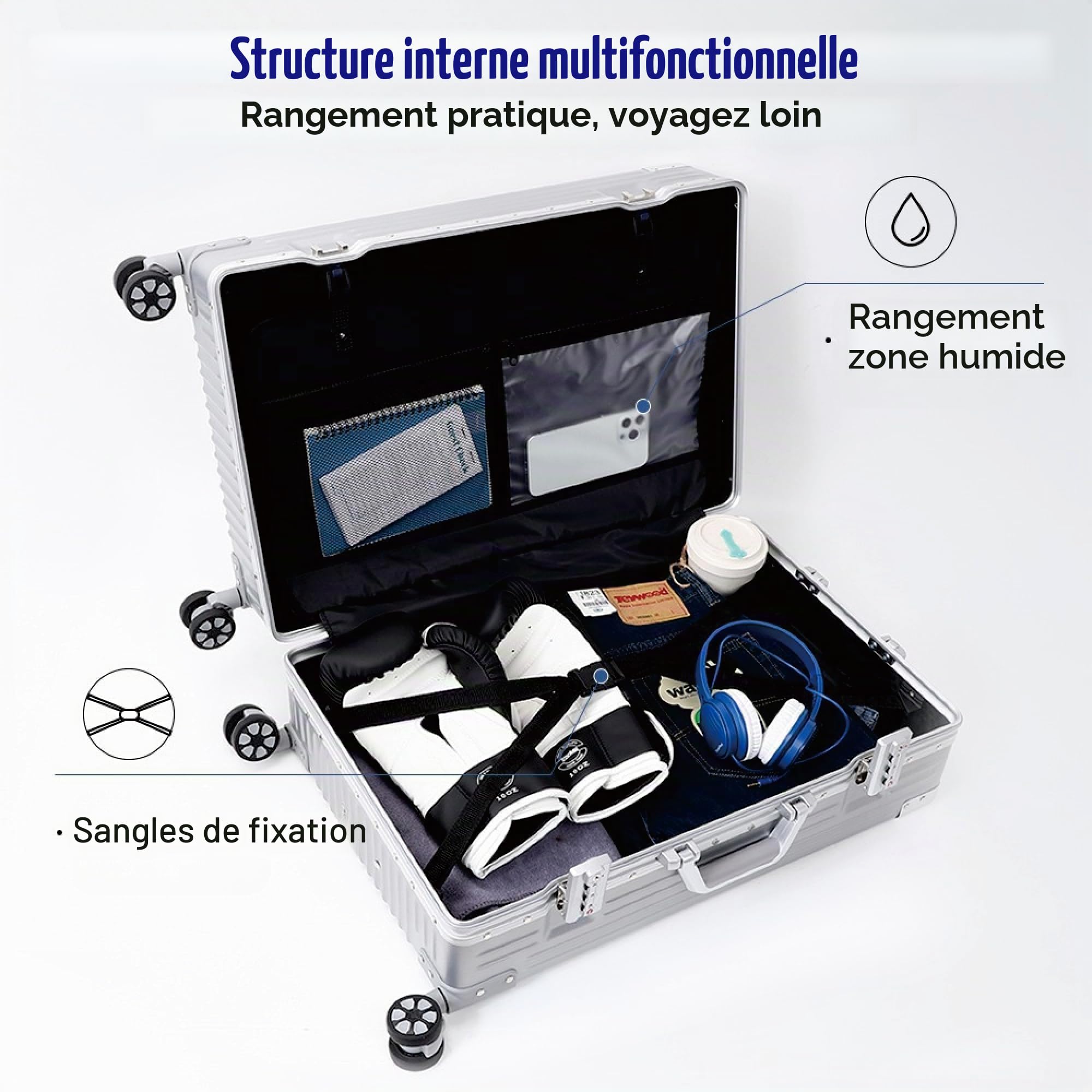 Valise cabine rigide Aoliwei 55 cm polycarbonate cadre aluminium 35 l TSA – Image 6