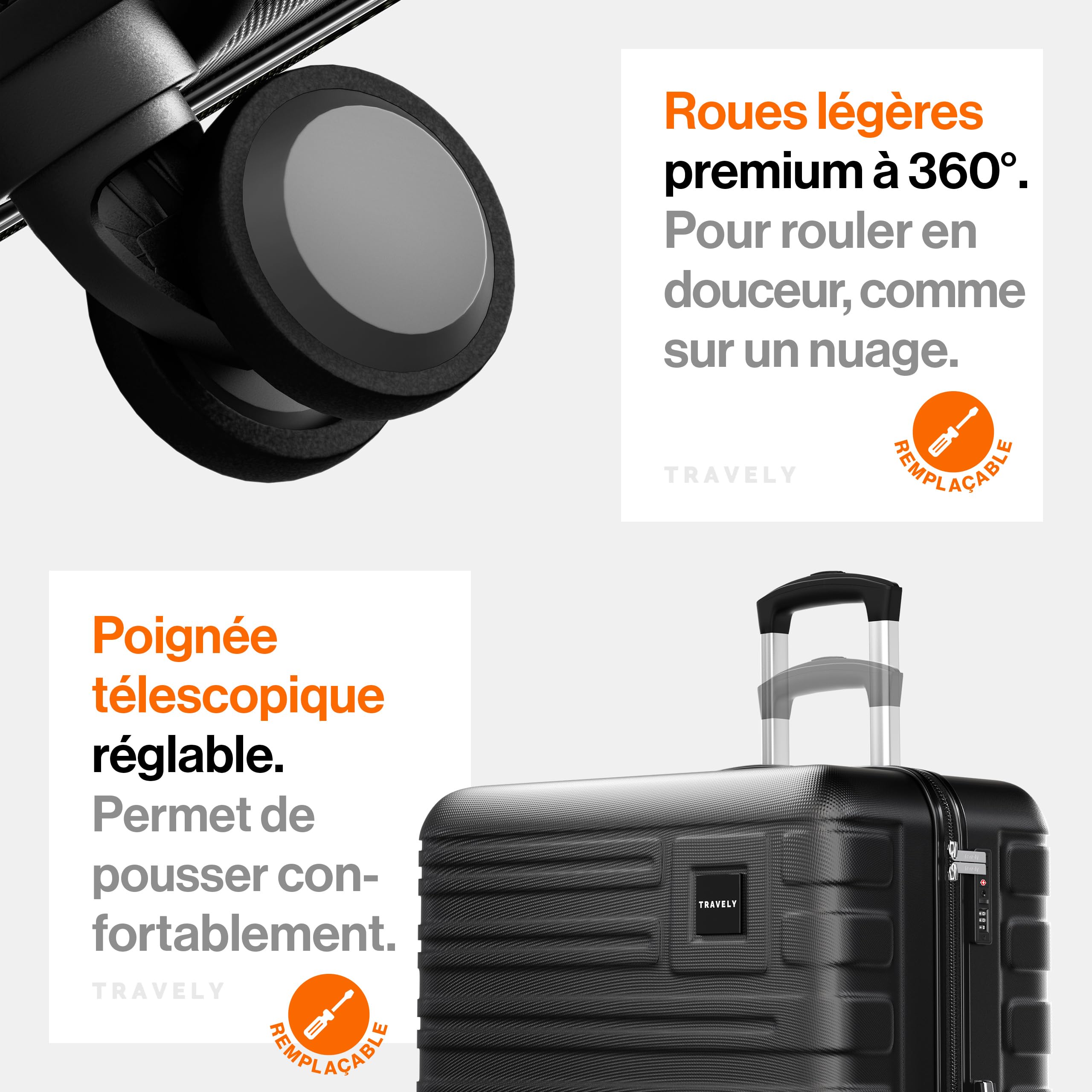 Grande valise rigide Travely XXL 87 cm 150 litres avec serrure TSA – Image 6