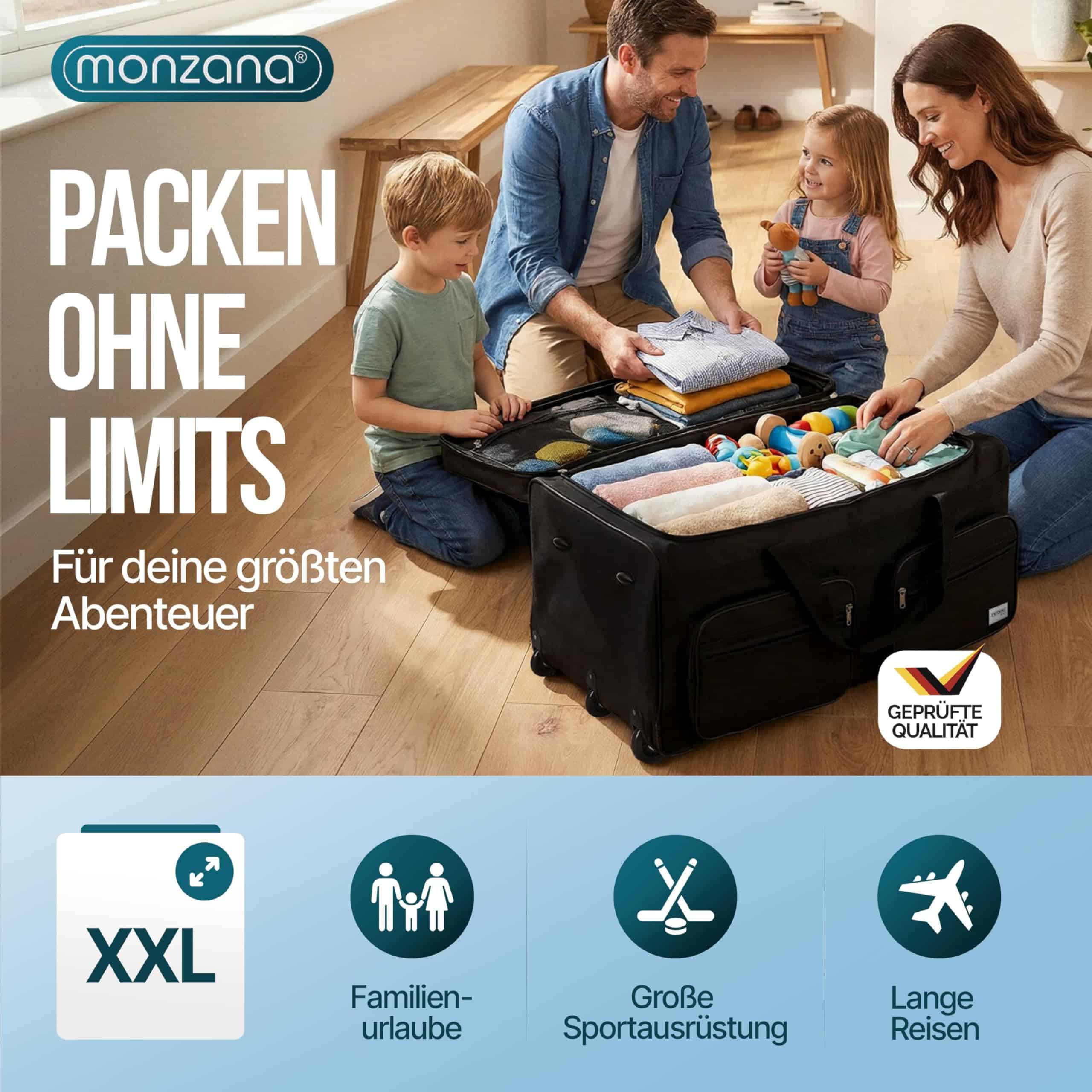 Sac de voyage XXL Monzana 160L à roulettes avec poignée télescopique – Image 3