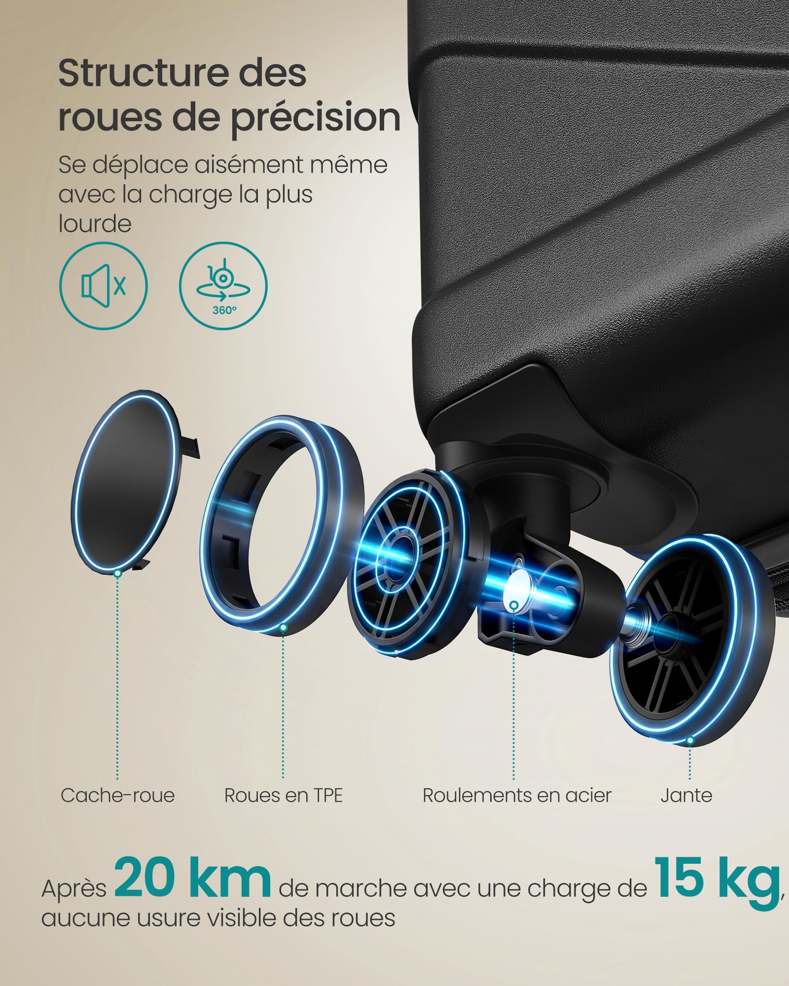 Valise soute SONGMICS 65 cm extensible ABS serrure TSA 80 litres – Image 5