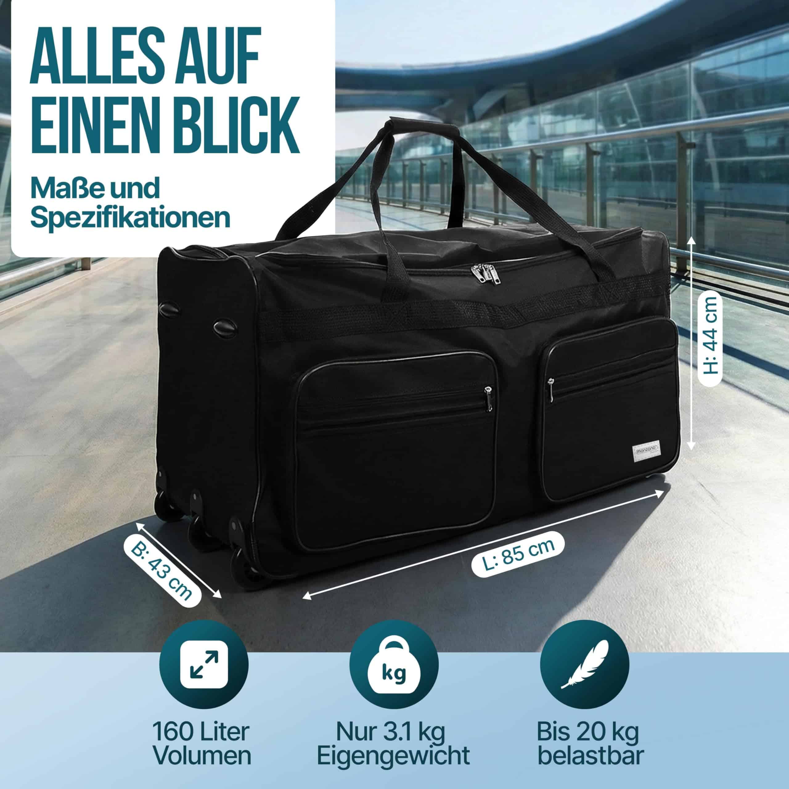 Sac de voyage XXL Monzana 160L à roulettes avec poignée télescopique – Image 6