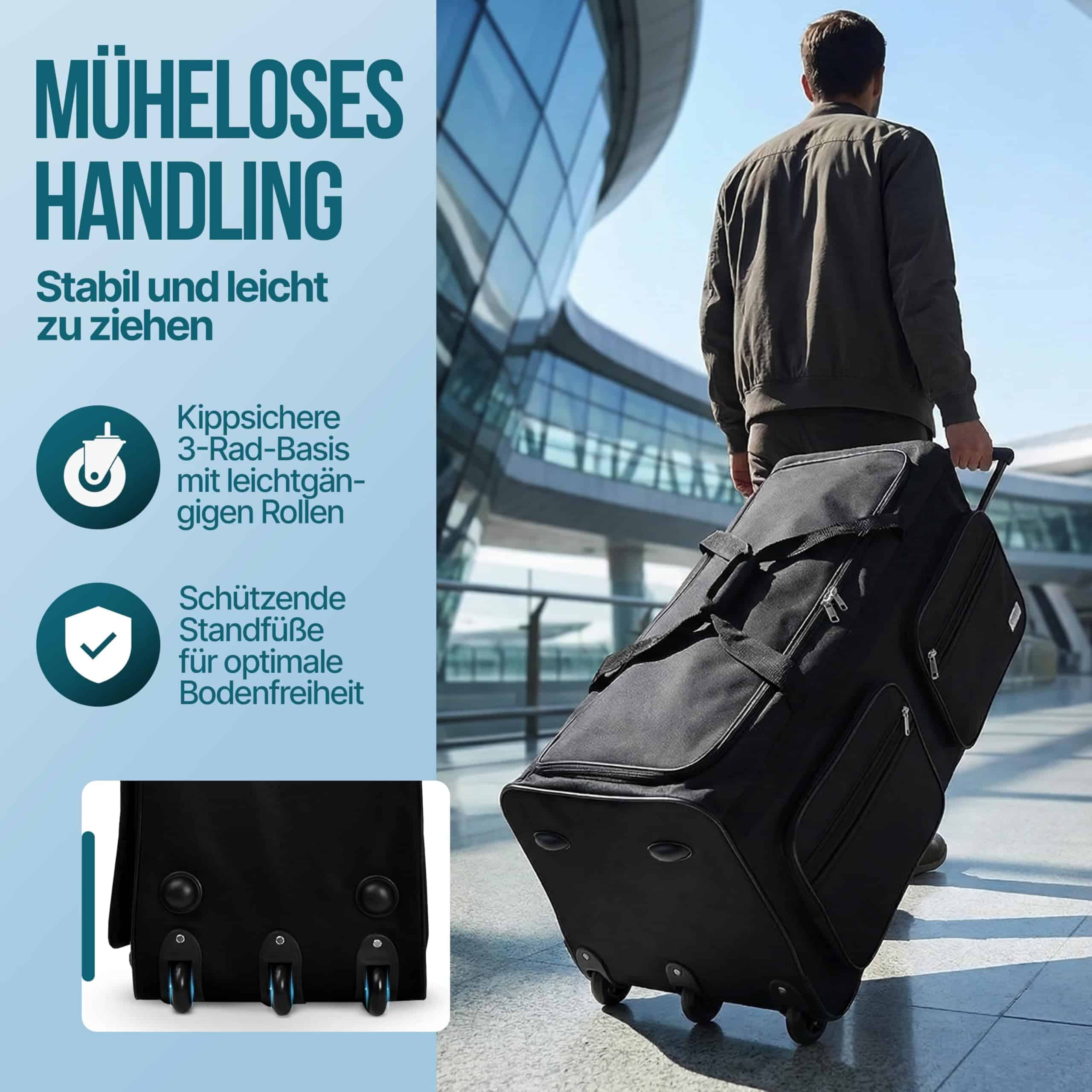 Sac de voyage XXL Monzana 160L à roulettes avec poignée télescopique – Image 5