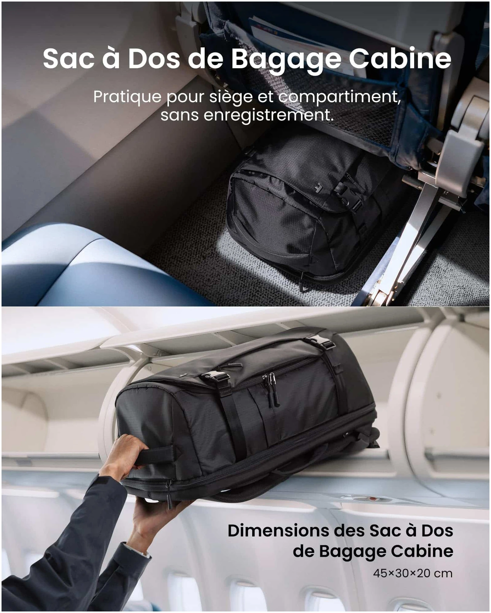 Sac à dos cabine Tomtoc 28L imperméable 45x36x20 compatible EasyJet – Image 5