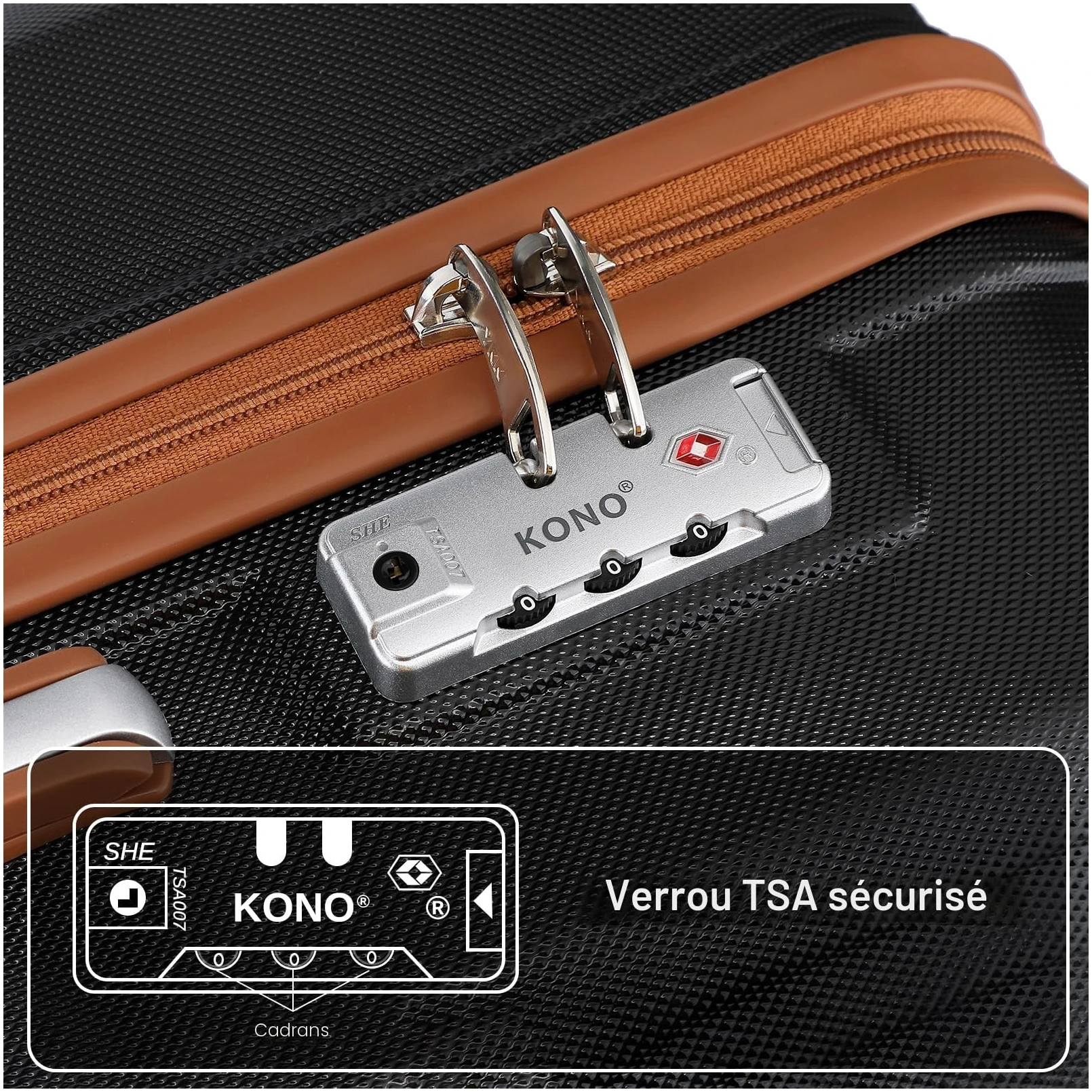 Set de 6 valises rigides Kono 55/65/74 cm avec vanity case et sac de sport – Image 6