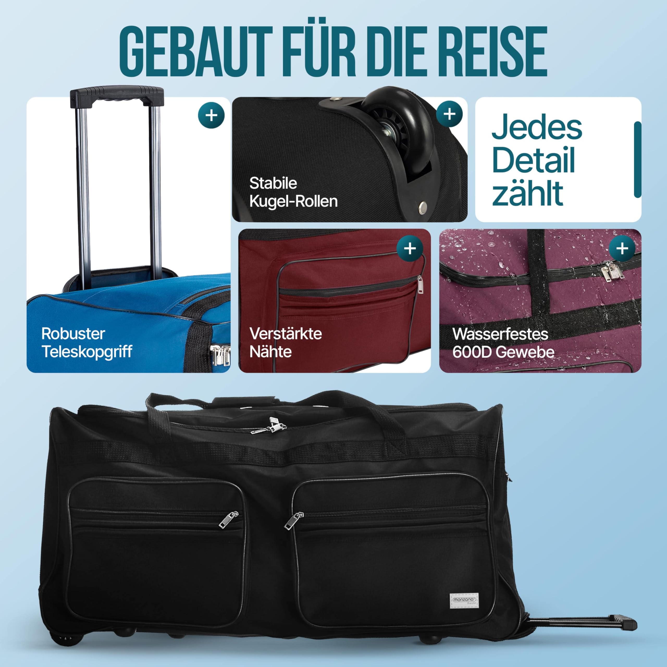 Sac de voyage XXL Monzana 160L à roulettes avec poignée télescopique – Image 4