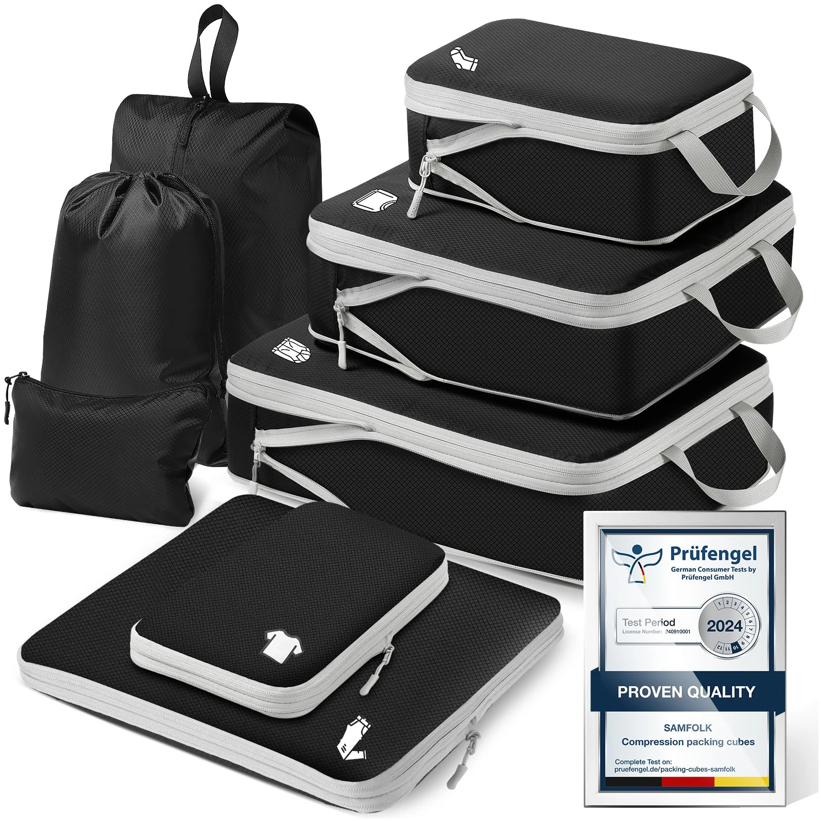 Organisateur de valise 8 pièces Packing Cubes Compression – Image 2
