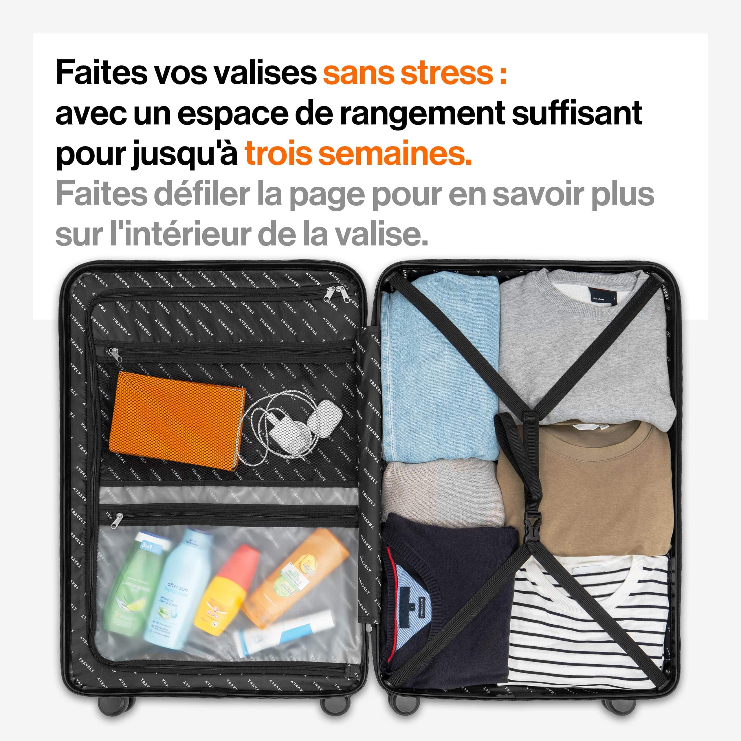 Grande valise rigide Travely XXL 87 cm 150 litres avec serrure TSA – Image 4