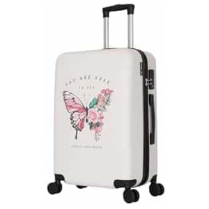 Valise grande taille rigide 75 cm Trolley ADC collection Papillon blanc