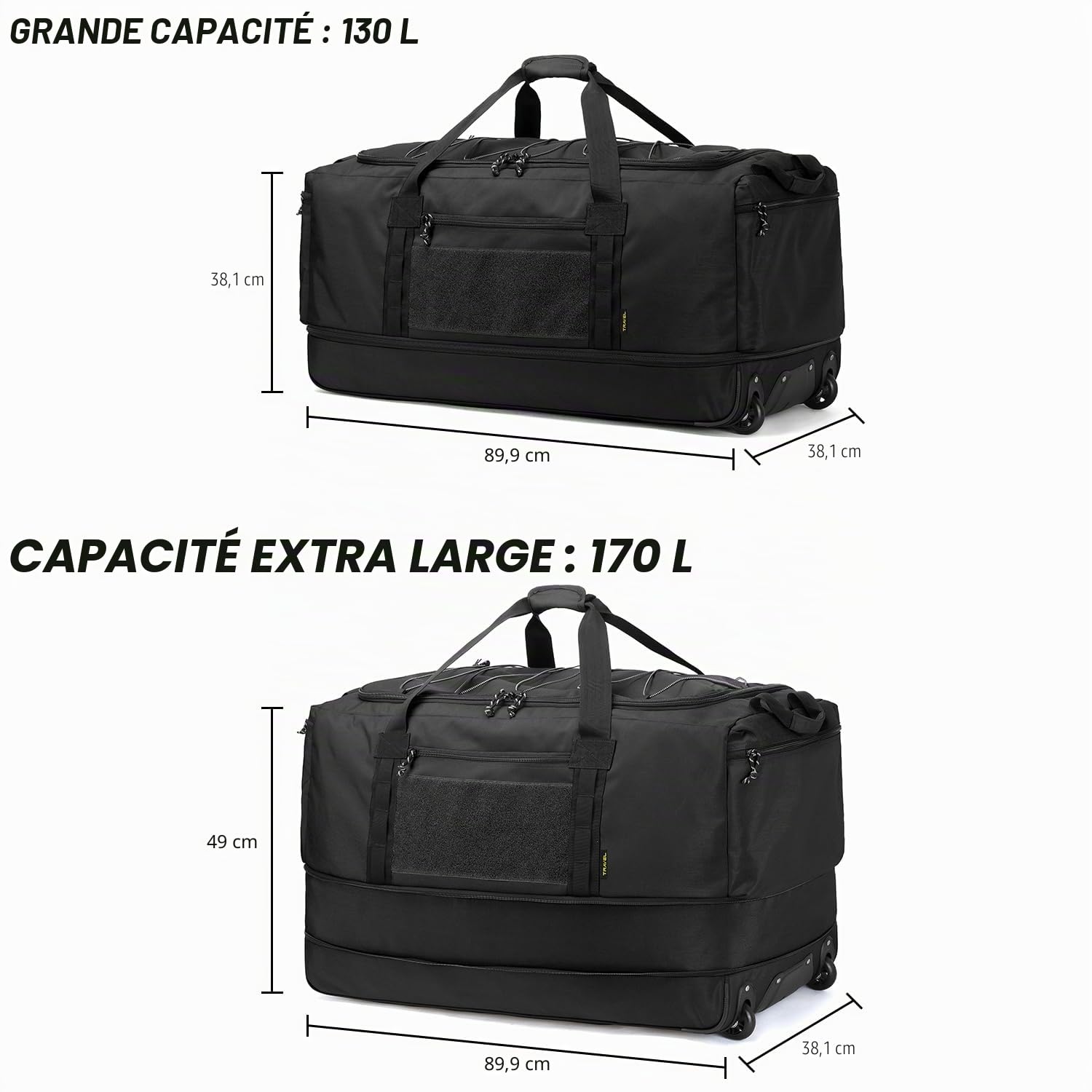 Sac de voyage à roulettes Laripwit XXL 130-170L pliable extensible – Image 5