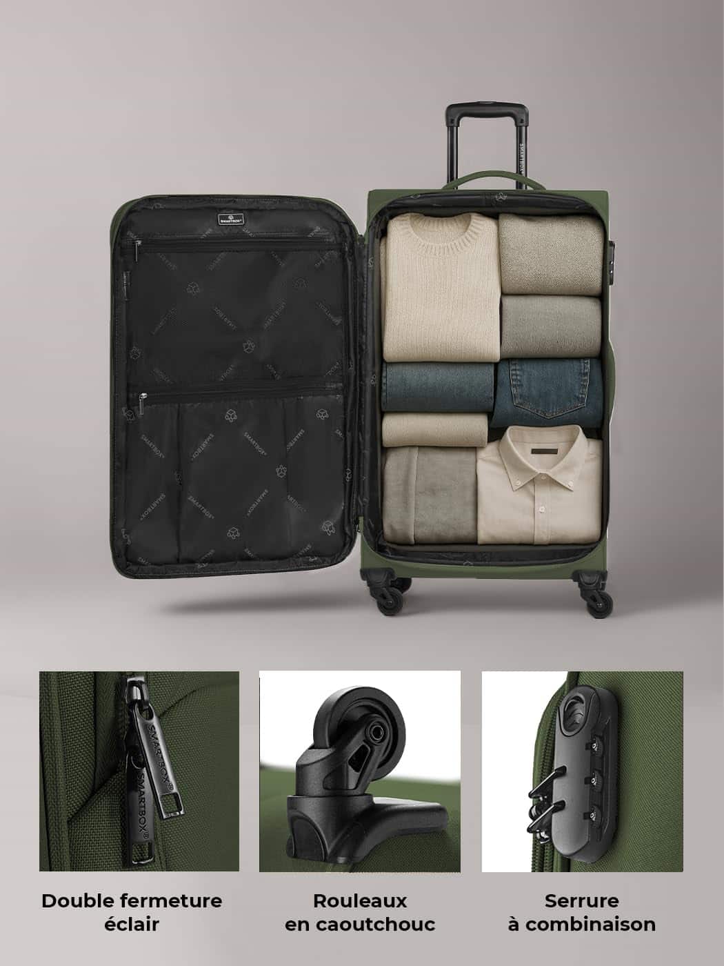Grande valise souple Smartbox 78 cm extensible 100 litres 4 roues – Image 4